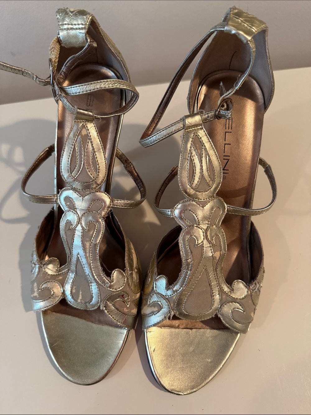 Bellini Metallic Gold Decorative Strappy Heels